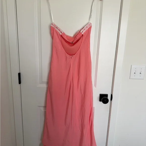 NWOT For Love And Lemons Strapless Pink Dress Ribbon Lace Bow Ruffle - Picture 7 of 8